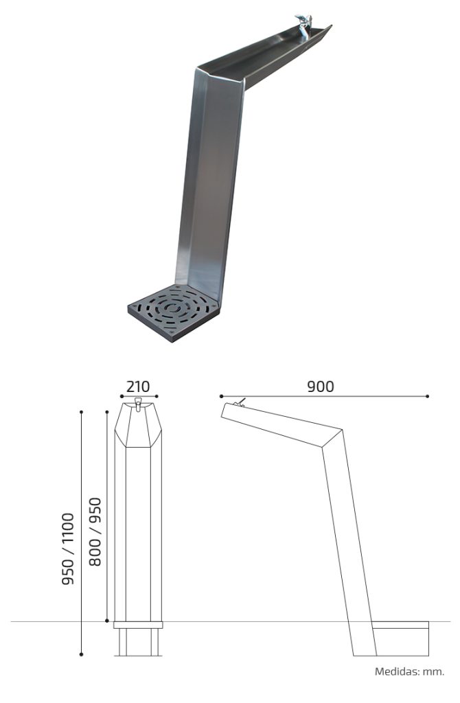 Medidas fuente acero inoxidable Victoria